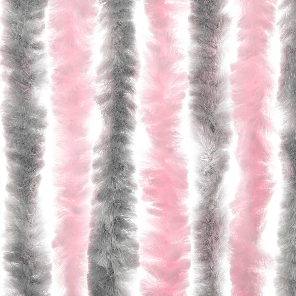 Fly Curtain Silver Grey and Pink 56x185 cm Chenille