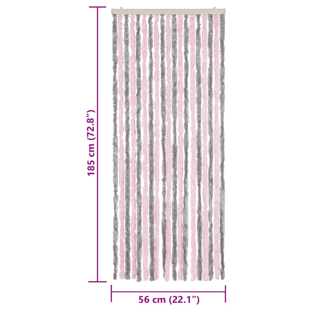 Fly Curtain Silver Grey and Pink 56x185 cm Chenille