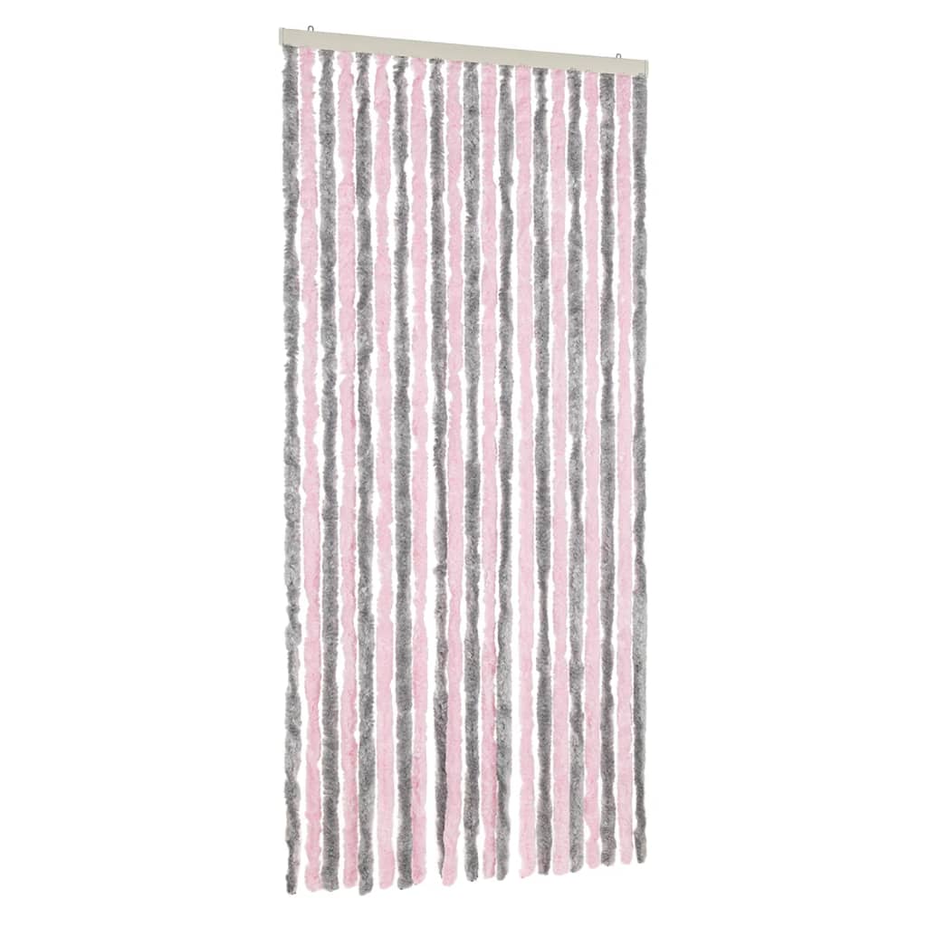 Fly Curtain Silver Grey and Pink 90x200 cm Chenille