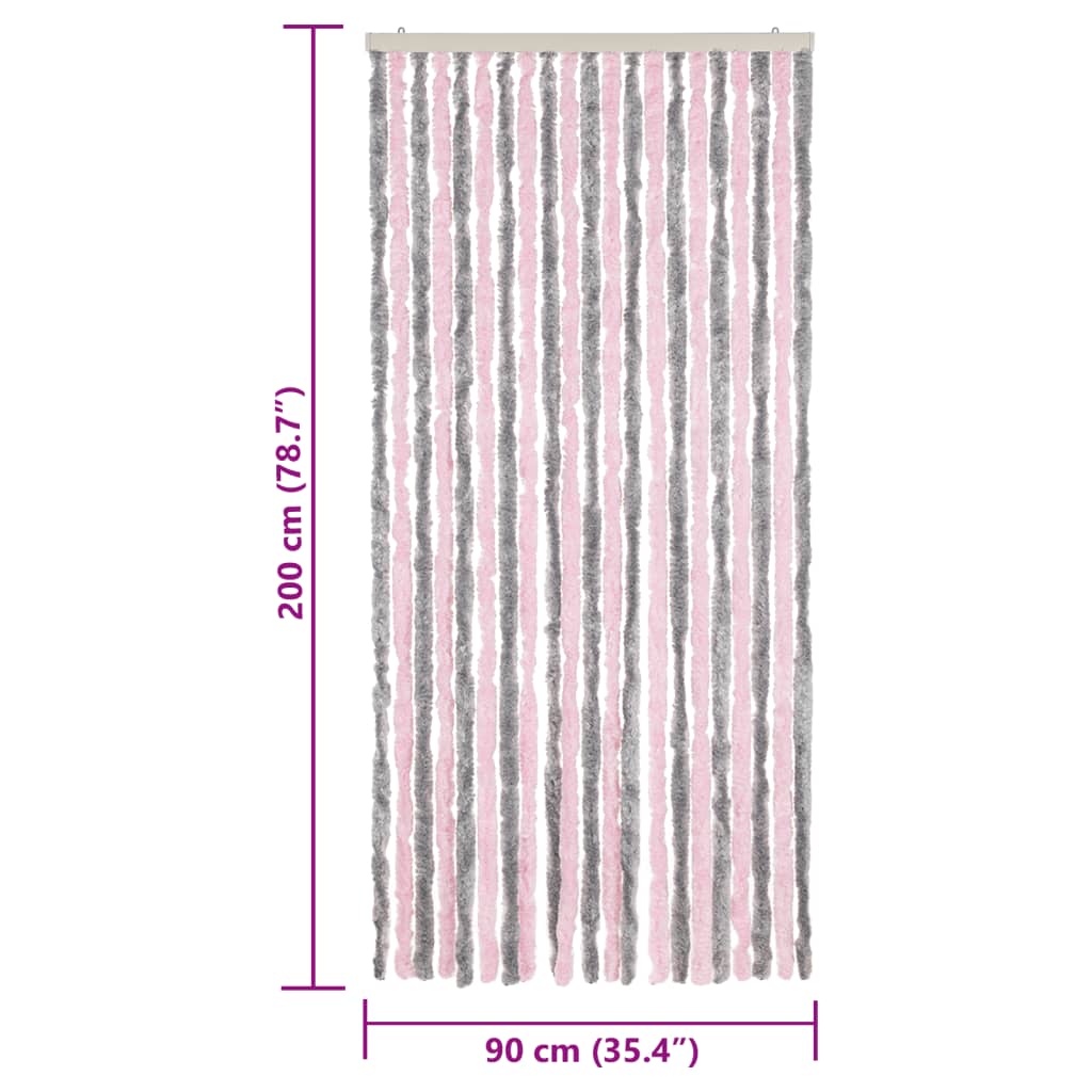 Fly Curtain Silver Grey and Pink 90x200 cm Chenille