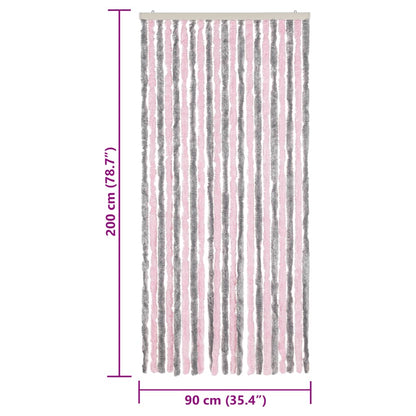 Fly Curtain Silver Grey and Pink 90x200 cm Chenille