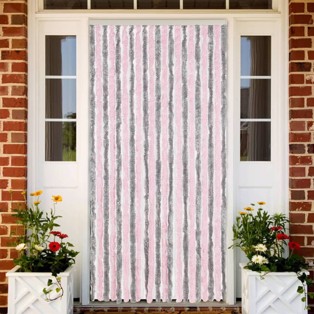 Fly Curtain Silver Grey and Pink 90x200 cm Chenille