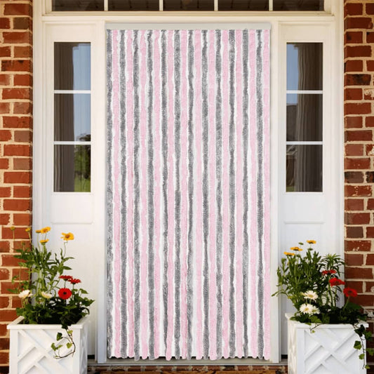 Fly Curtain Silver Grey and Pink 100x230 cm Chenille