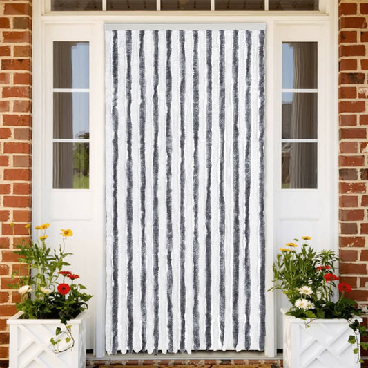 Fly Curtain Grey and White 100x230 cm Chenille