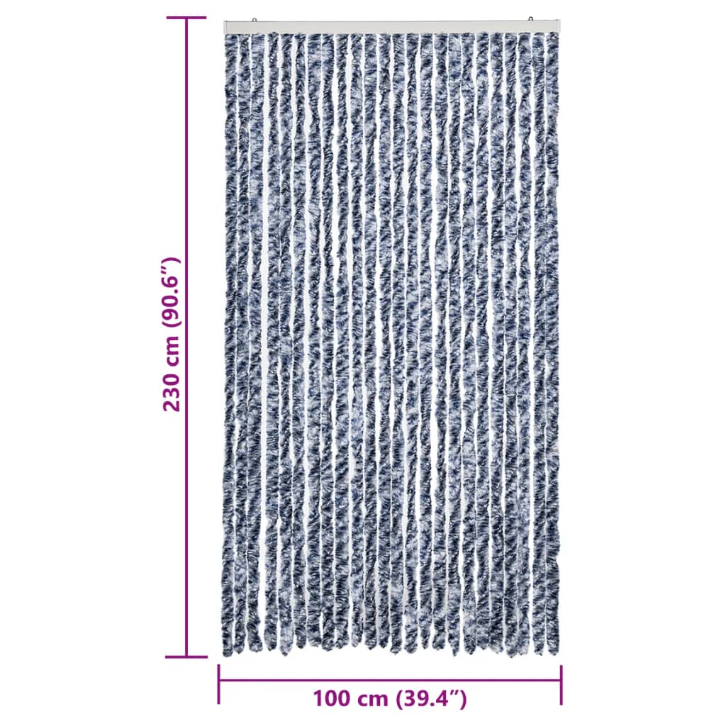 Fly Curtain Blue and White 100x230 cm Chenille