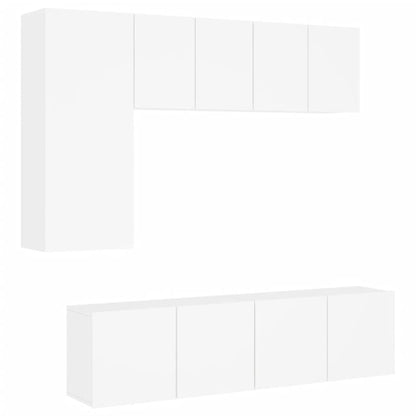 5 Piece TV Wall Units White Engineered Wood