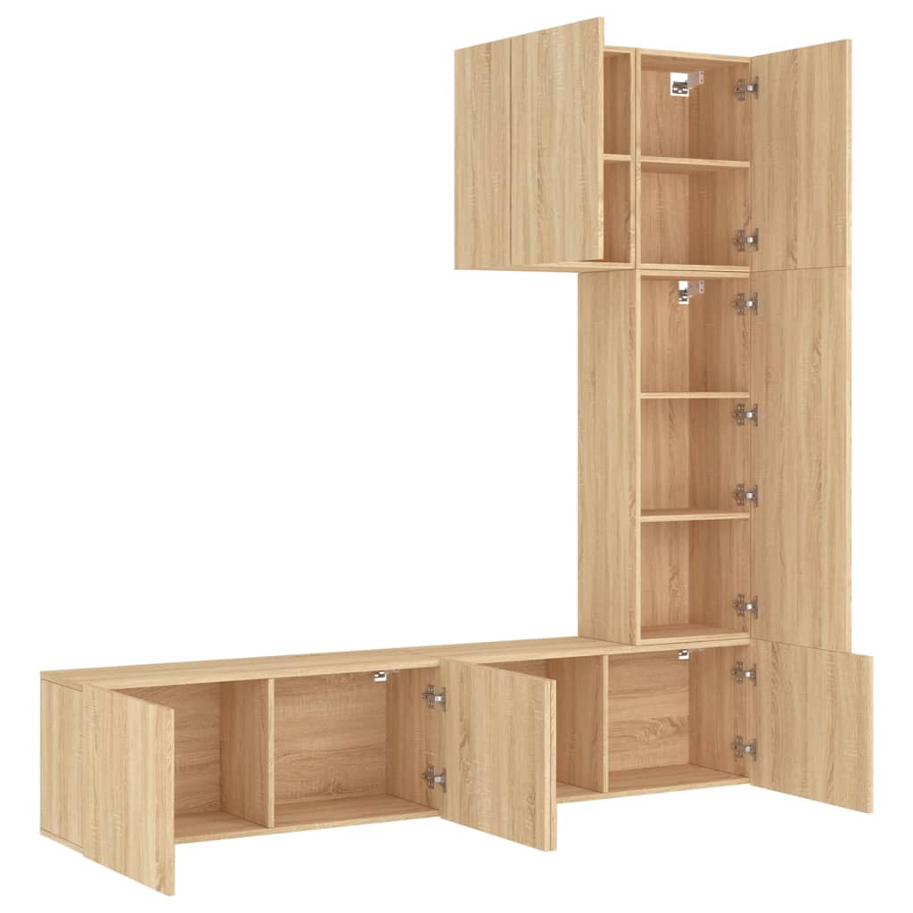 5 Piece TV Wall Units Sonoma Oak Engineered Wood