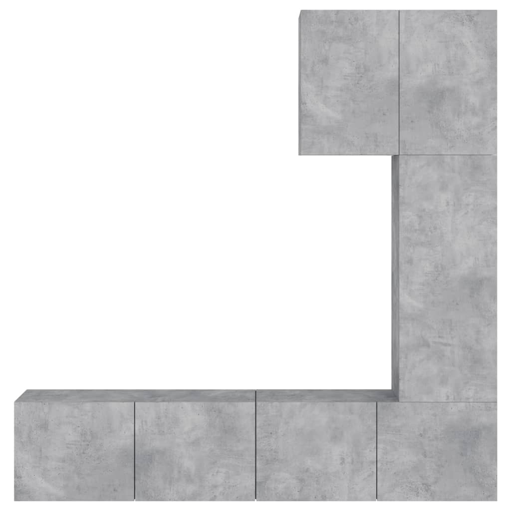 5 Piece TV Wall Units Concrete Grey Engineered Wood