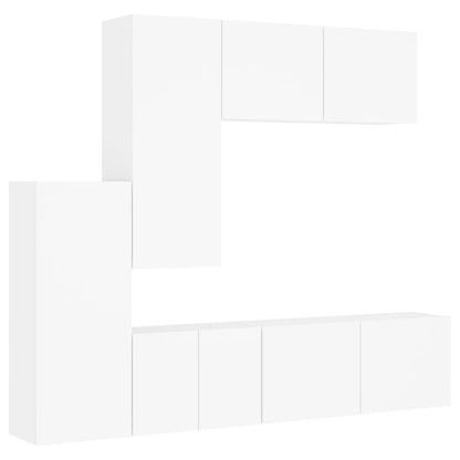 5 Piece TV Wall Units White Engineered Wood