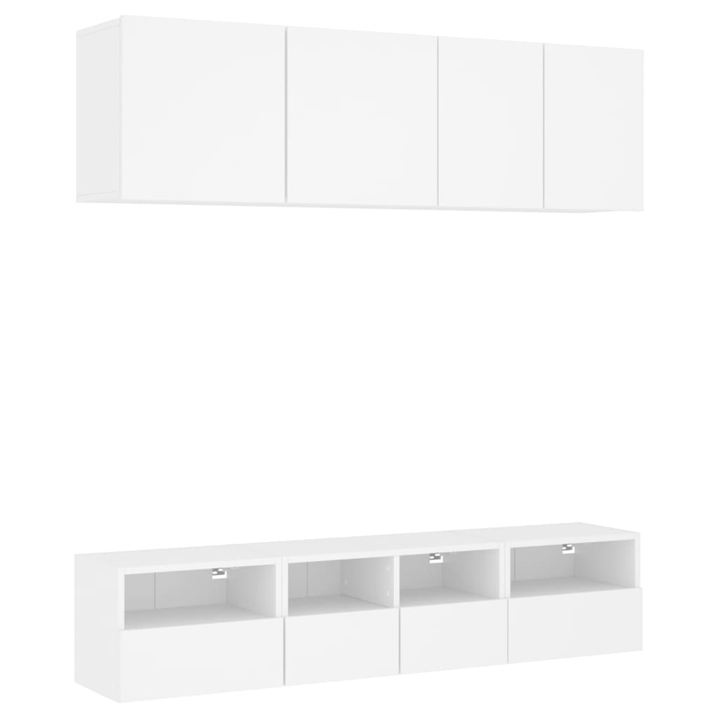 5 Piece TV Wall Units White Engineered Wood