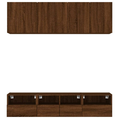 5 Piece TV Wall Units Brown Oak Engineered Wood