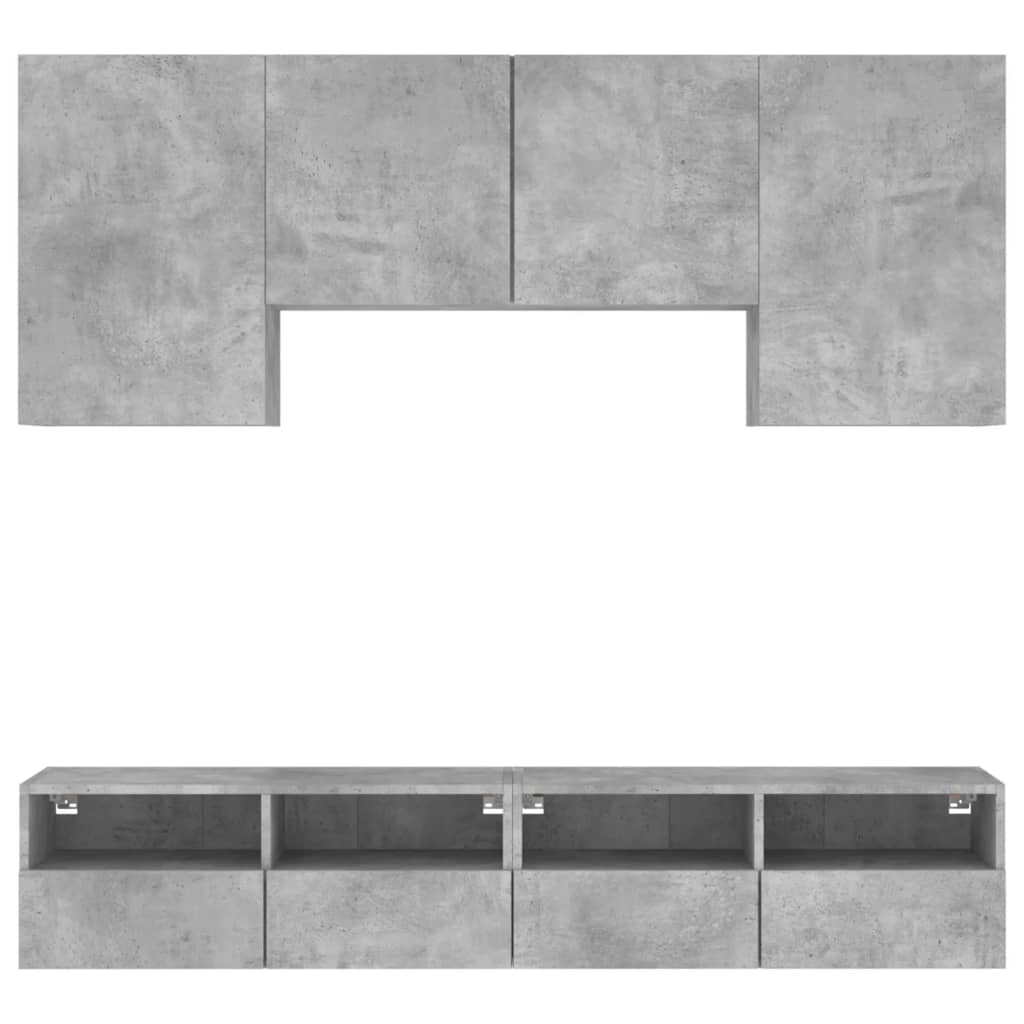 5 Piece TV Wall Units Concrete Grey Engineered Wood