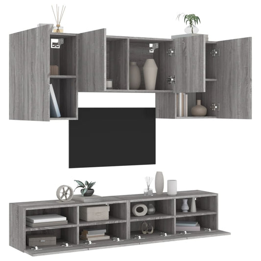 5 Piece TV Wall Units Grey Sonoma Engineered Wood