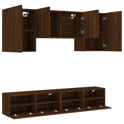 5 Piece TV Wall Units Brown Oak Engineered Wood