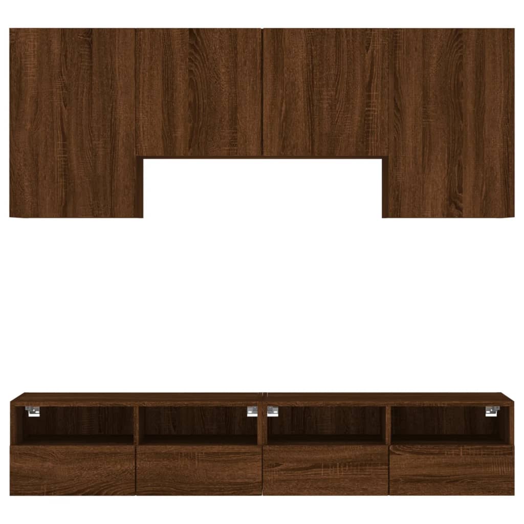 5 Piece TV Wall Units Brown Oak Engineered Wood