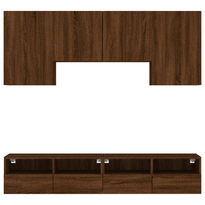 5 Piece TV Wall Units Brown Oak Engineered Wood