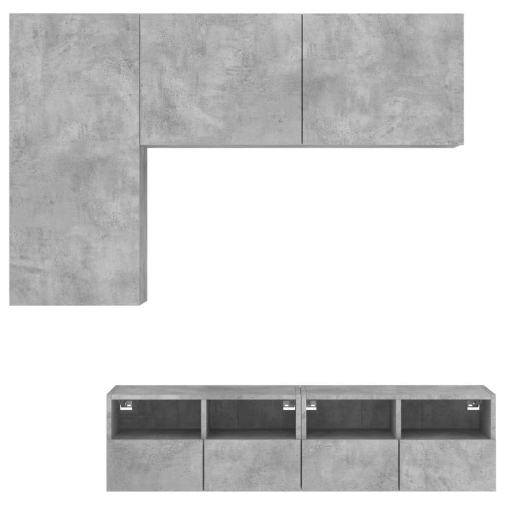 4 Piece TV Wall Units Concrete Grey Engineered Wood