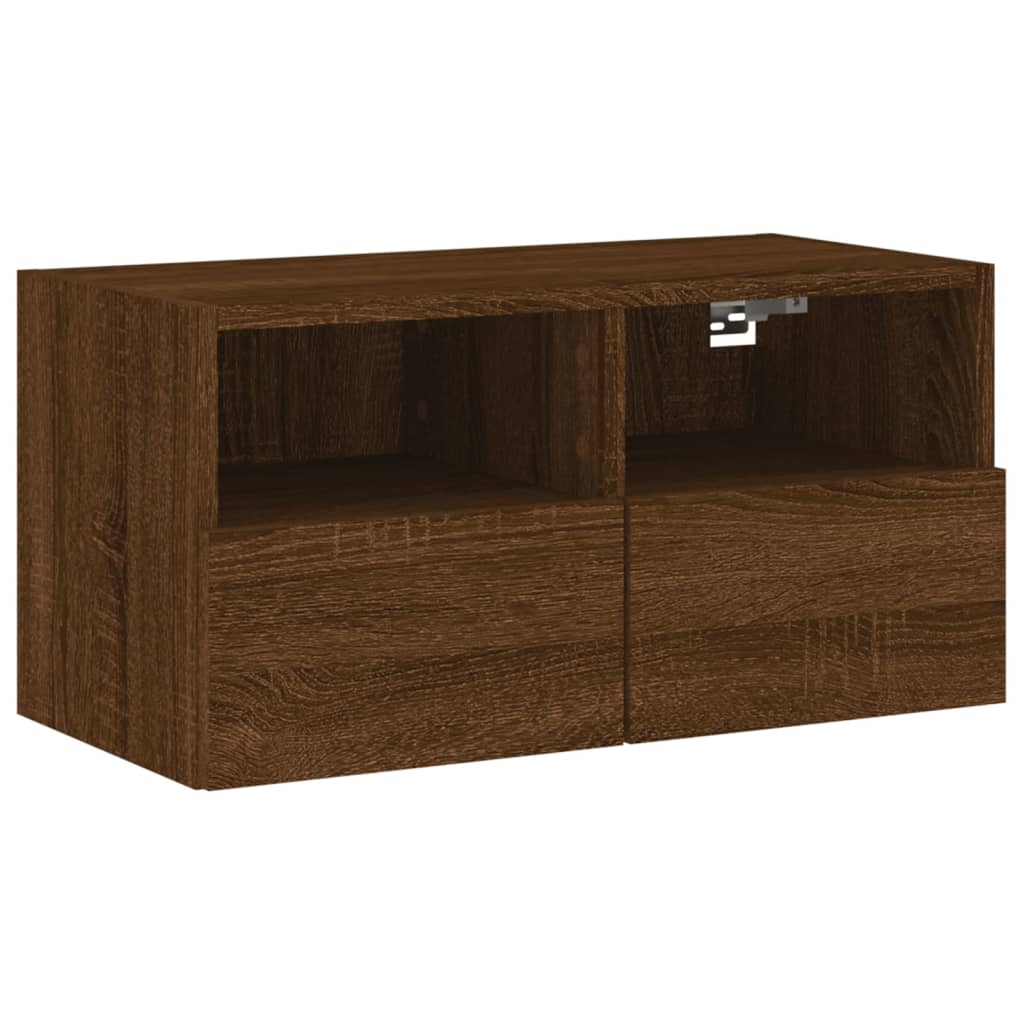 5 Piece TV Wall Units Brown Oak Engineered Wood