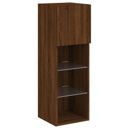 4 Piece TV Wall Cabinets with LED Lights Brown Oak