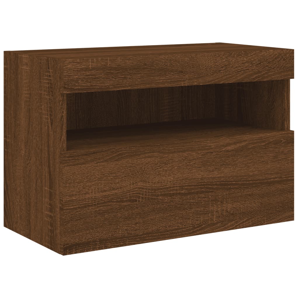 7 Piece TV Wall Cabinet Set with LED Lights Brown Oak