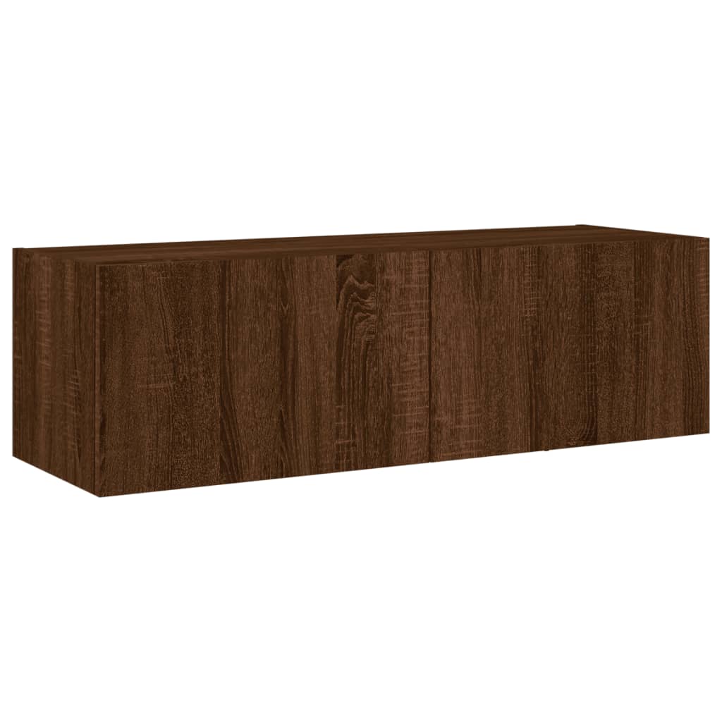 5 Piece TV Wall Cabinets with LED Lights Brown Oak