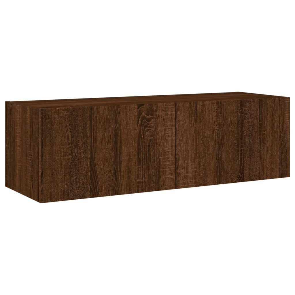 3 Piece TV Wall Cabinets with LED Lights Brown Oak