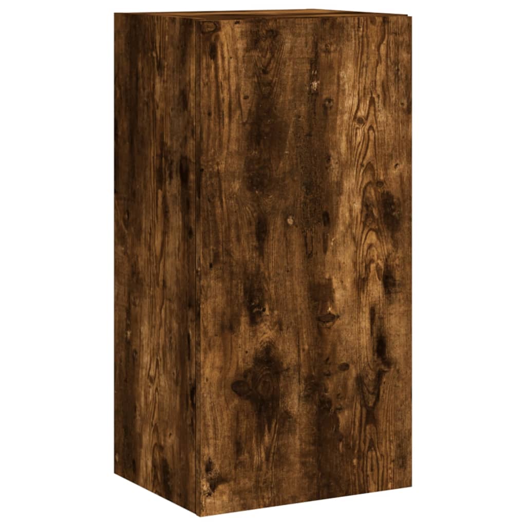 3 Piece TV Wall Cabinets with LED Lights Smoked Oak