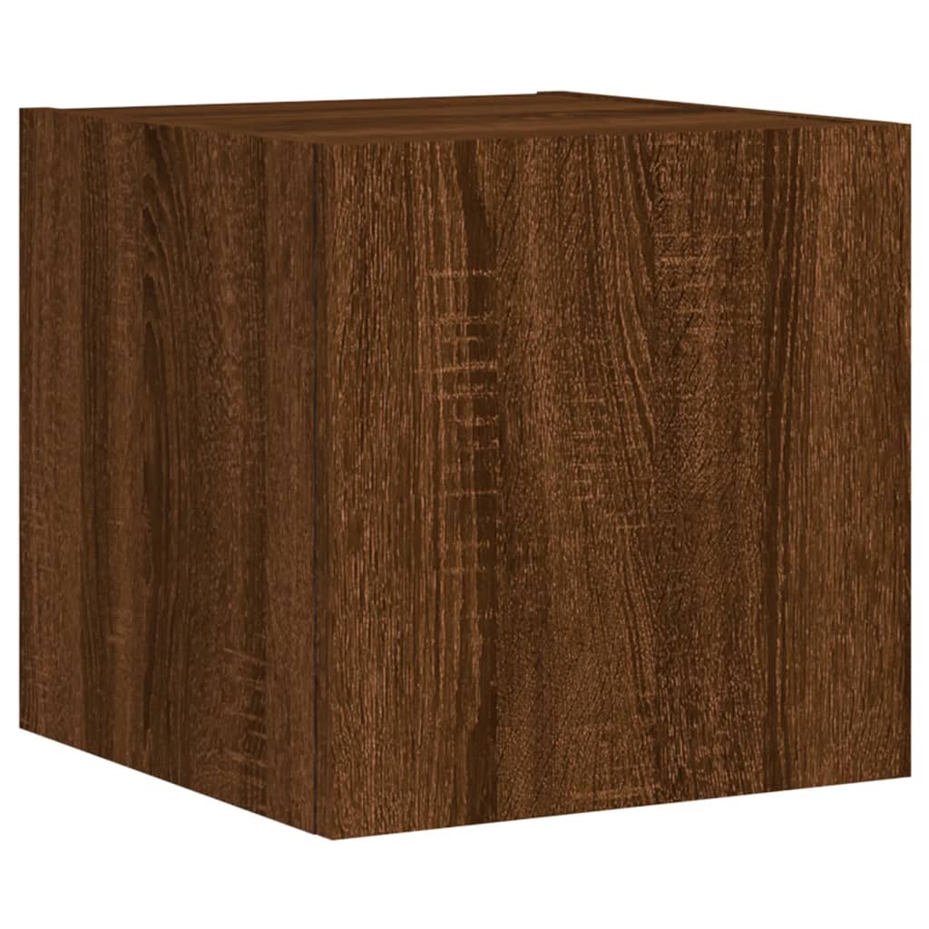 4 Piece TV Wall Cabinets with LED Lights Brown Oak