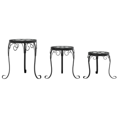 Plant Stands 3 pcs Black and White Ceramic