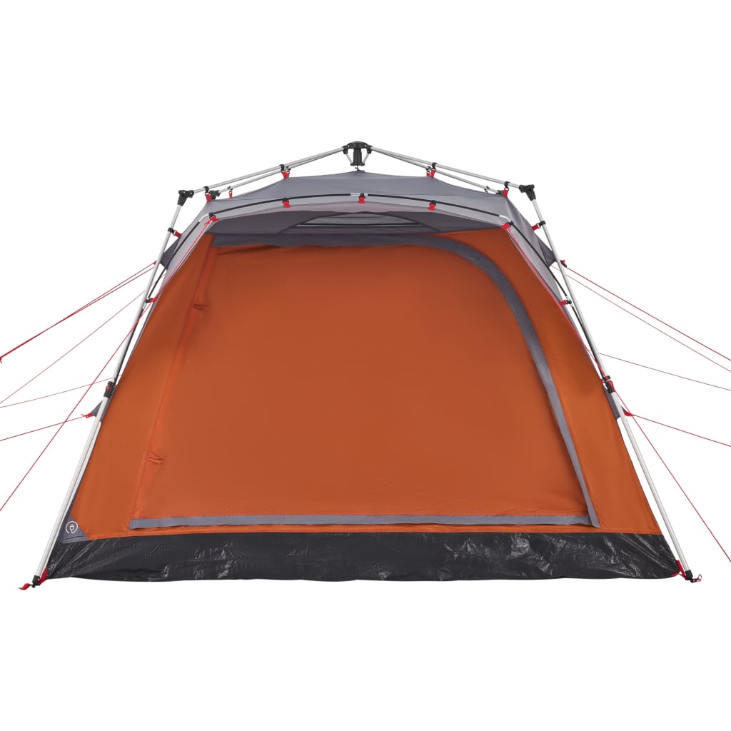 Camping Tent Cabin 4-Person Grey and Orange Quick Release