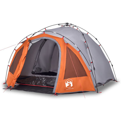 Camping Tent Dome 3-Person Grey and Orange Quick Release