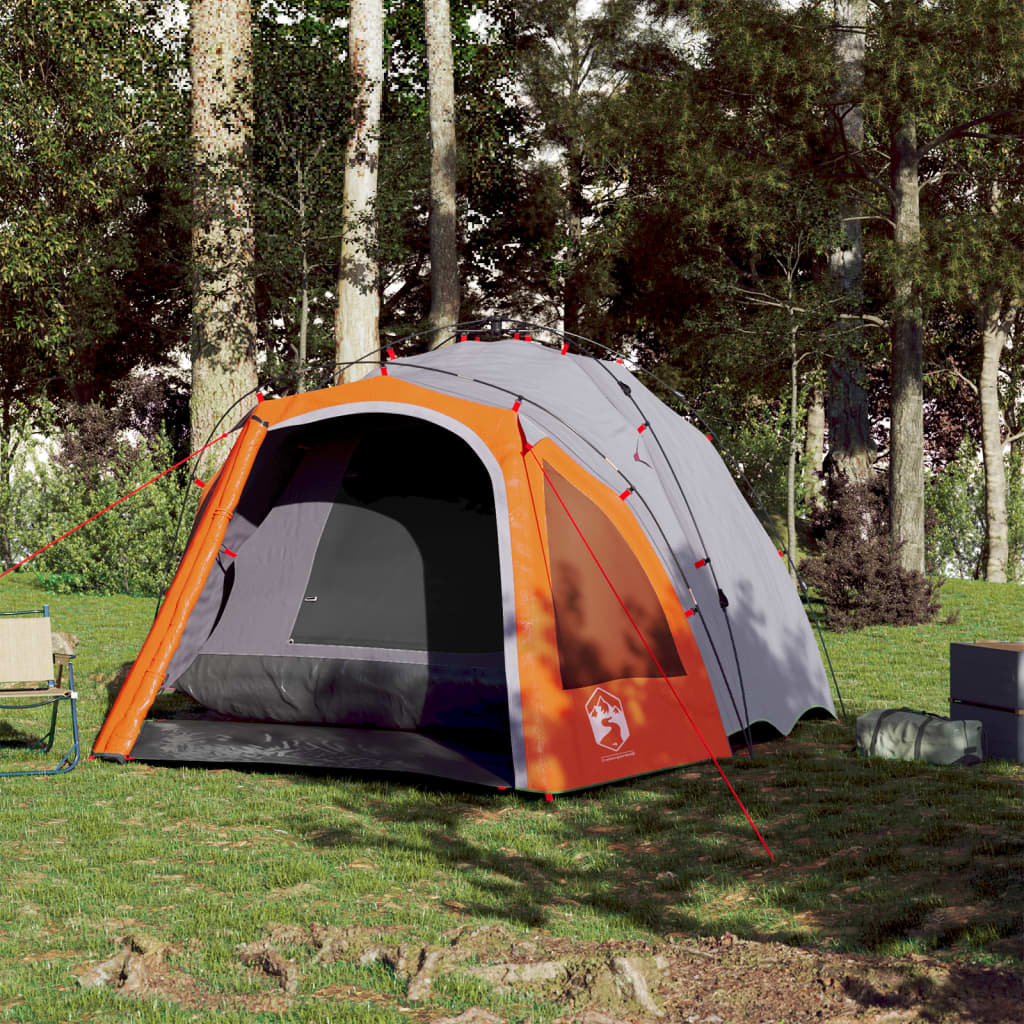 Camping Tent Dome 3-Person Grey and Orange Quick Release