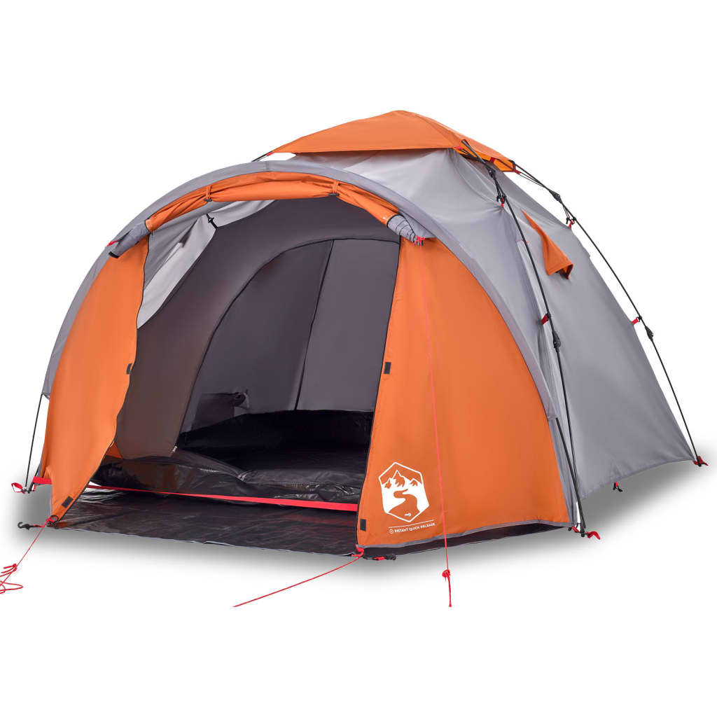 Camping Tent Dome 3-Person Grey and Orange Quick Release