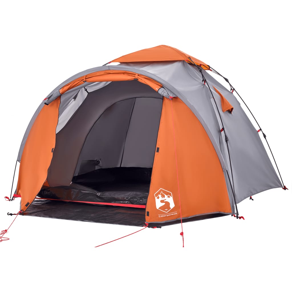 Camping Tent Dome 3-Person Grey and Orange Quick Release