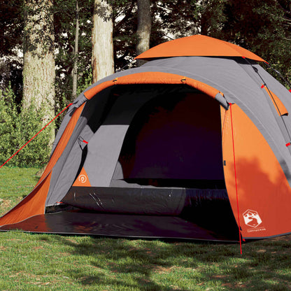 Camping Tent Dome 3-Person Grey and Orange Quick Release