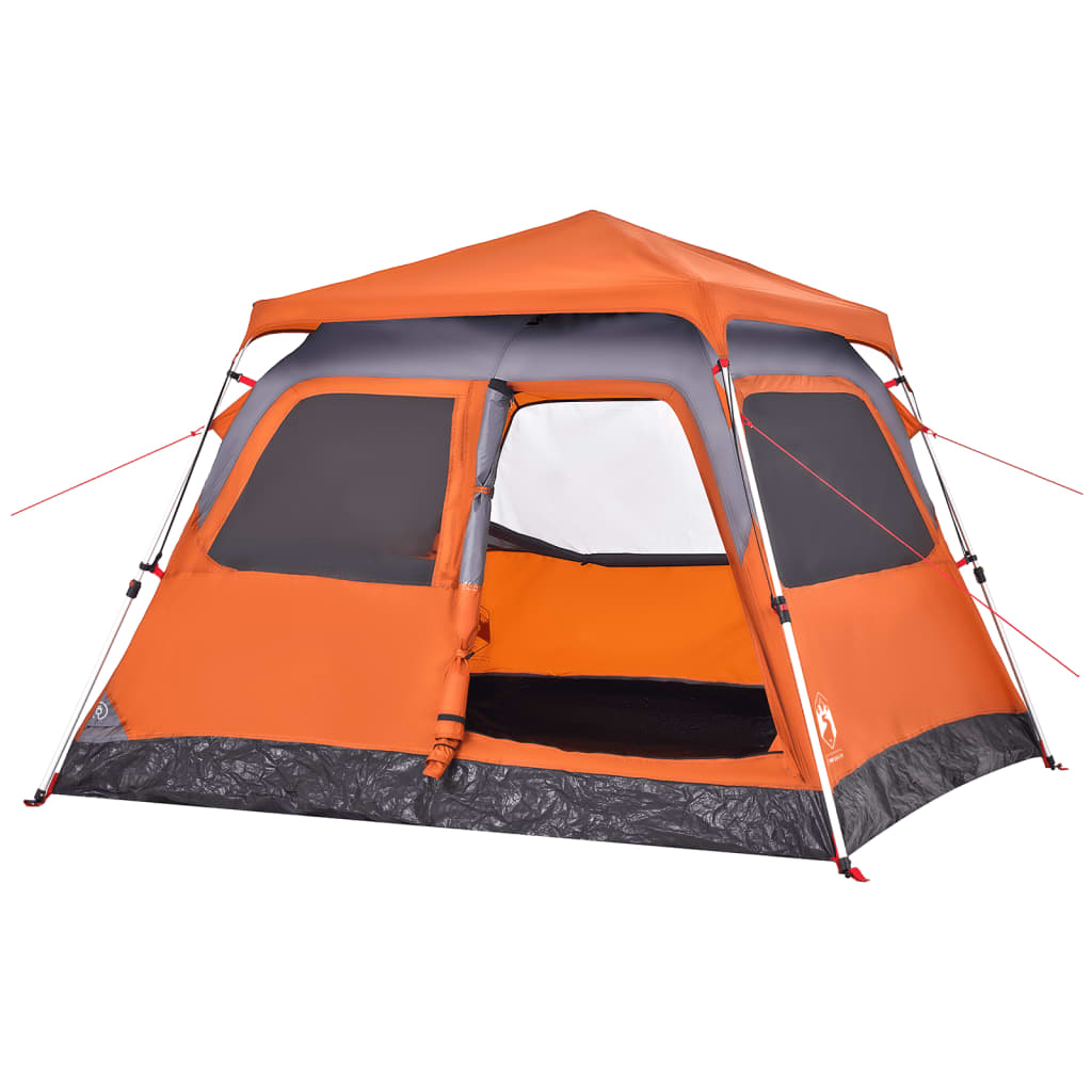 Camping Tent Dome 4-Person Grey and Orange Quick Release