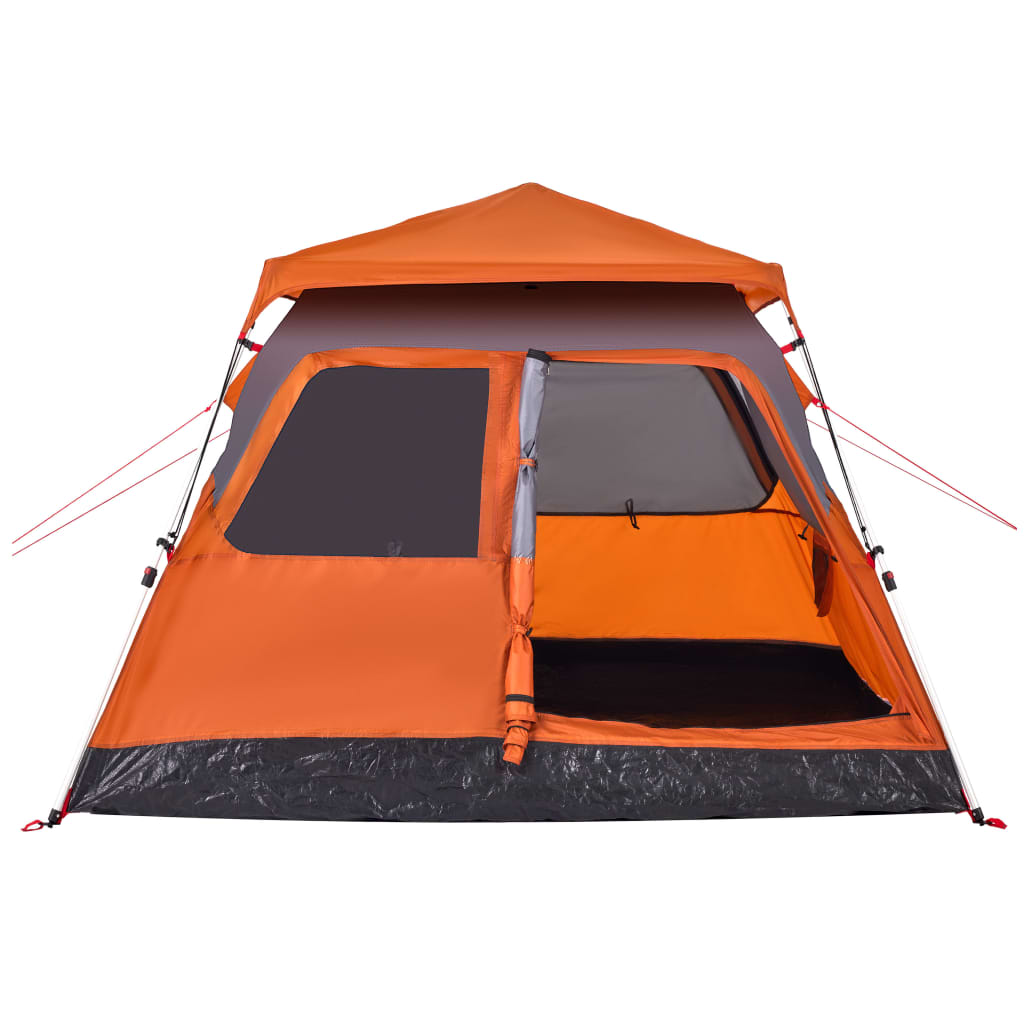 Camping Tent Dome 4-Person Grey and Orange Quick Release