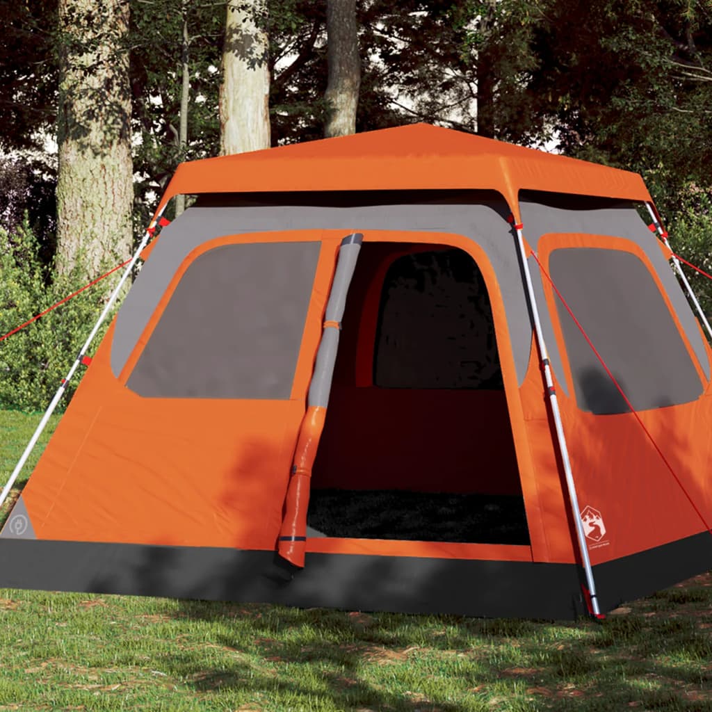 Camping Tent Dome 4-Person Grey and Orange Quick Release