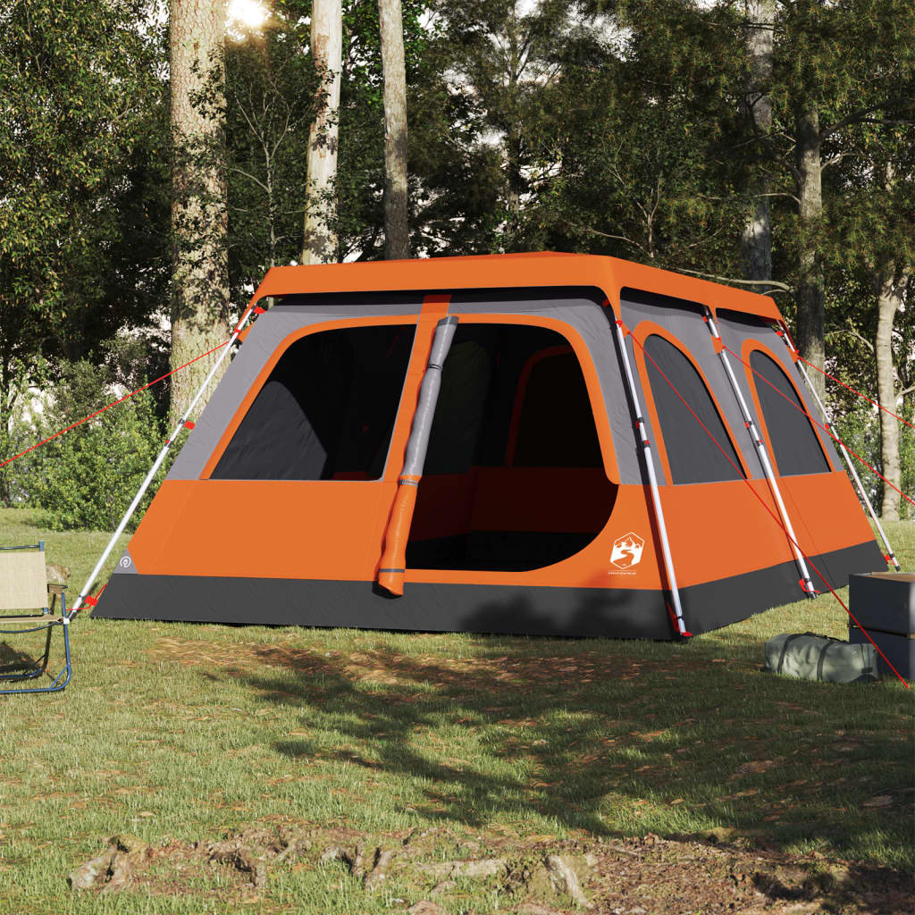 Family Tent Dome 8-Person Grey and Orange Quick Release