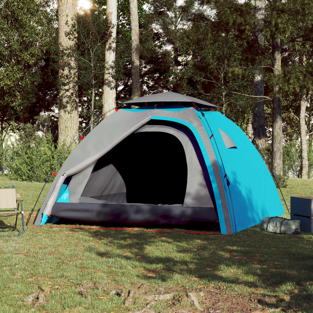 Camping Tent Dome 4-Person Blue Quick Release