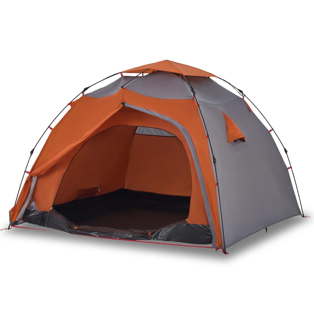 Camping Tent Dome 4-Person Grey and Orange Quick Release