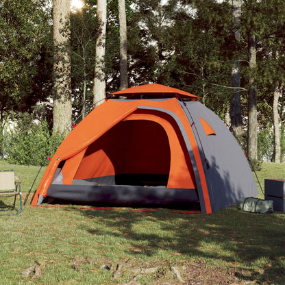 Camping Tent Dome 4-Person Grey and Orange Quick Release