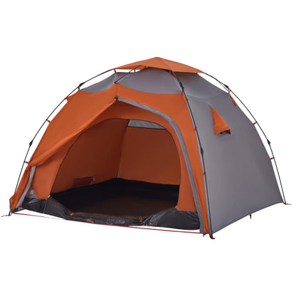 Camping Tent Dome 4-Person Grey and Orange Quick Release