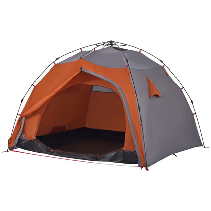 Camping Tent Dome 4-Person Grey and Orange Quick Release