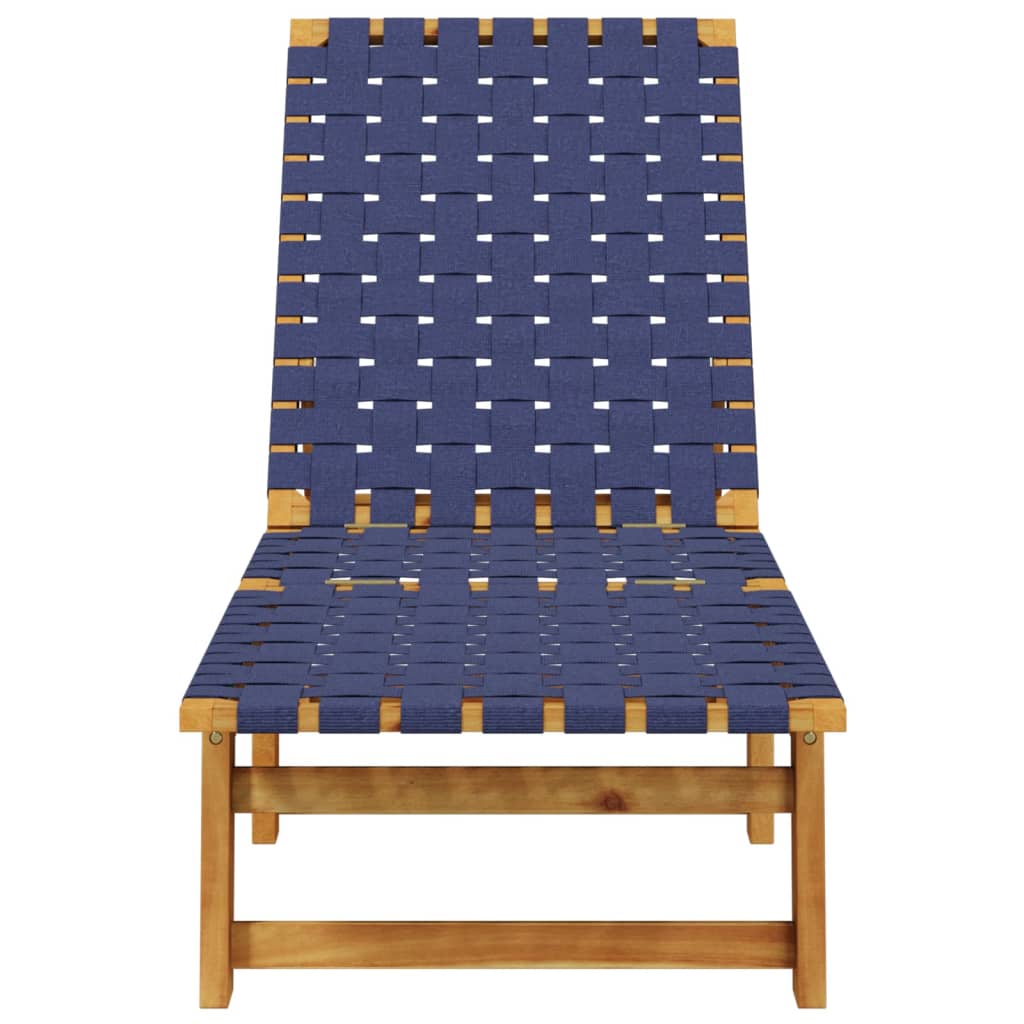 Sun Lounger Dark Blue Solid Wood Acacia and Fabric