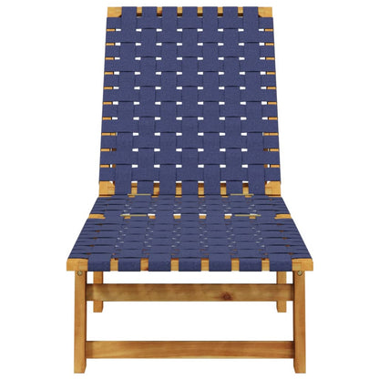 Sun Lounger Dark Blue Solid Wood Acacia and Fabric