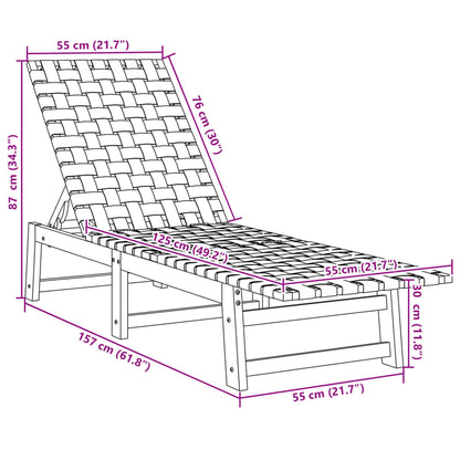 Sun Lounger Dark Blue Solid Wood Acacia and Fabric