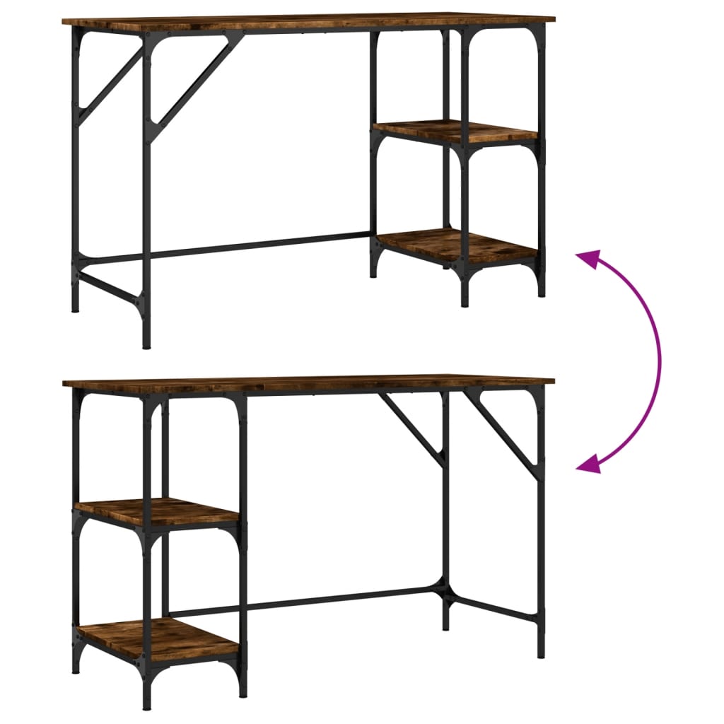 Desk Smoked Oak 120x50x75 cm Metal and Engineered Wood