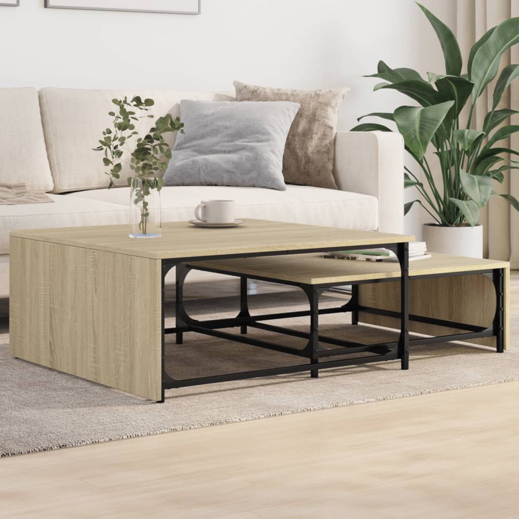 Nesting Coffee Tables 2 pcs Sonoma Oak Engineered Wood and Metal