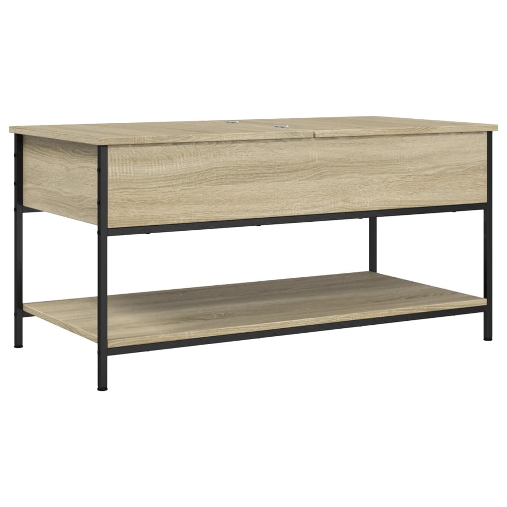 Coffee Table Sonoma Oak 100x50x50 cm Engineered Wood and Metal